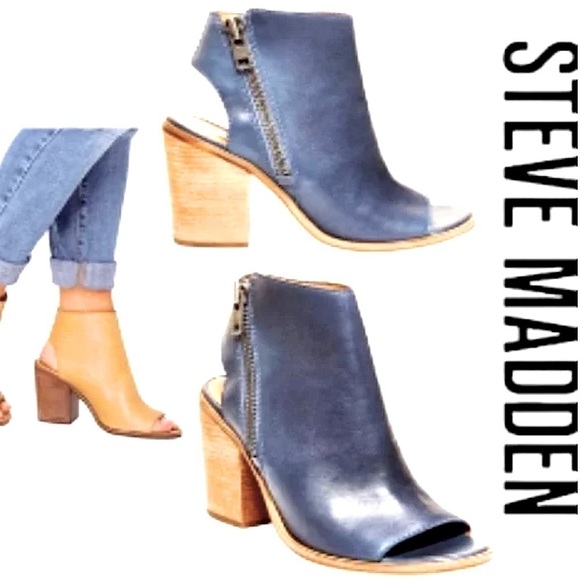 STEVE MADDEN Terraa heeled slingback blue peeptoe booties size 9.5 - Picture 1 of 9